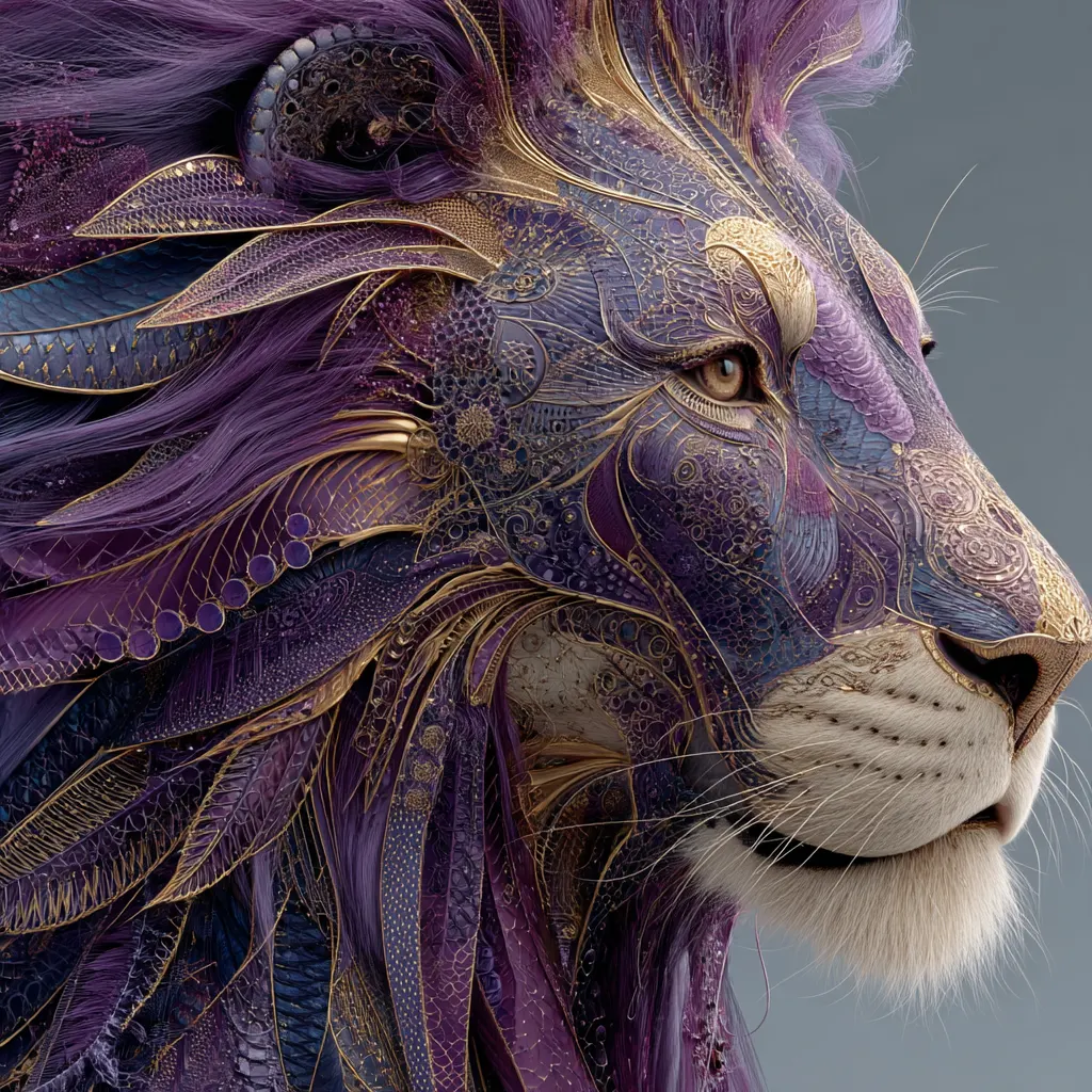 A floral purple lion