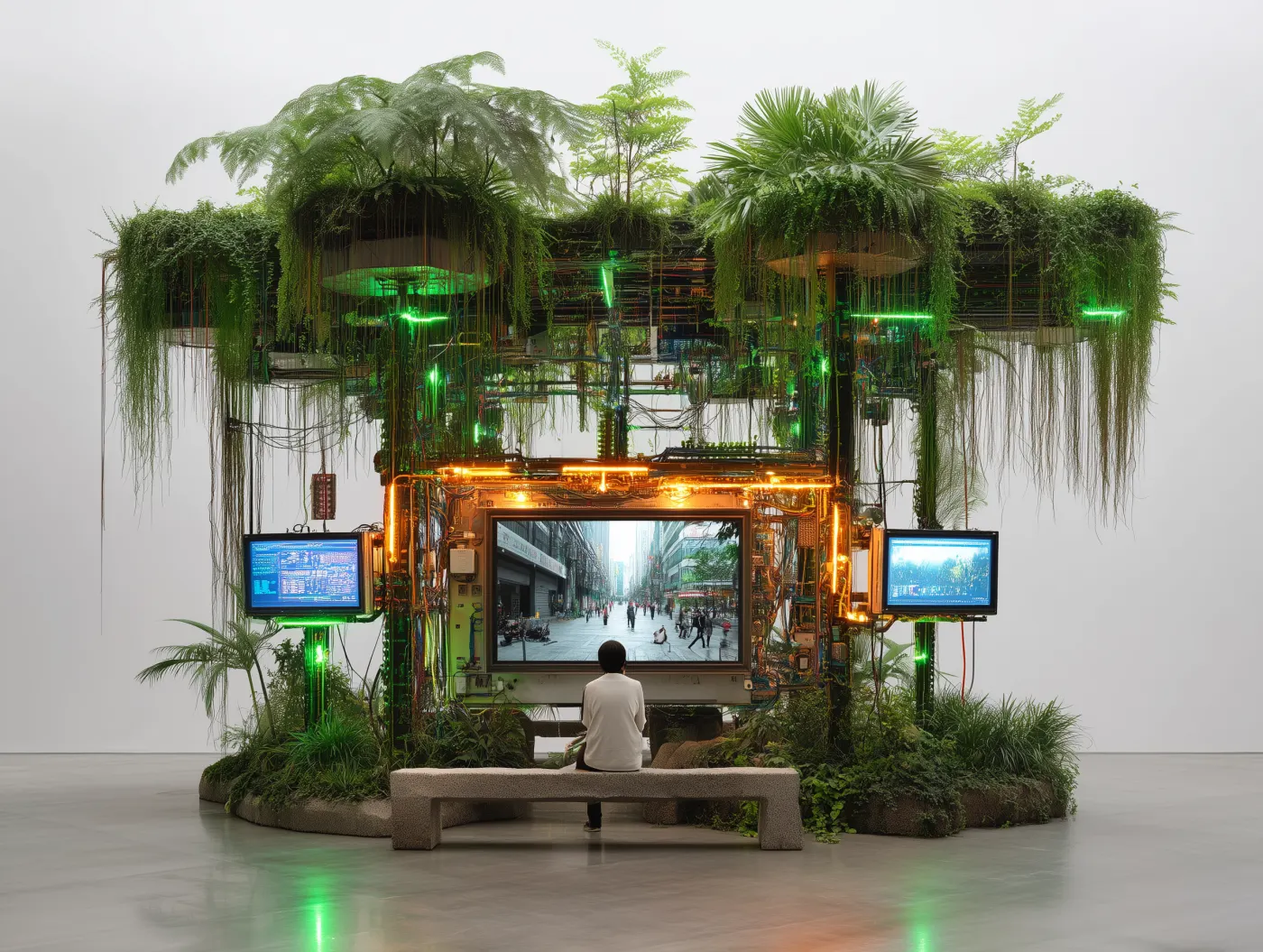 A workstation reclaimed by nature