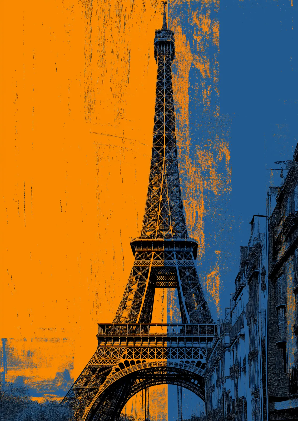 The Eiffel Tower in pop-art color
